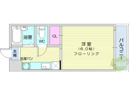 RITMO貝ケ森(1K/1階)の間取り写真