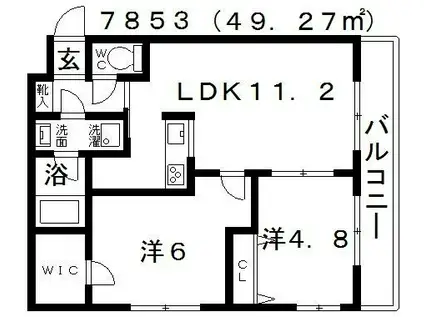 ステラウッド野中II(2LDK/1階)の間取り写真