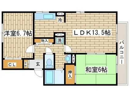 サニーガーデン須磨(2LDK/2階)の間取り写真