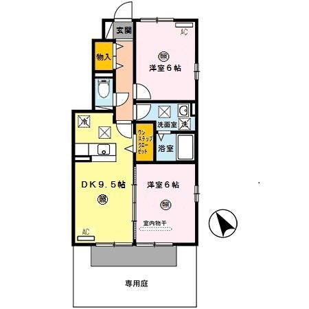 フェリッス関戸(2DK/1階)の間取り写真
