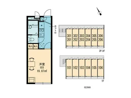 レオパレス プレーヌ(1K/3階)の間取り写真