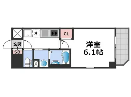 オズレジデンス今里ノース(1K/9階)の間取り写真