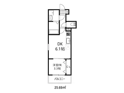 ココングランジュール芦屋西2(1DK/1階)の間取り写真