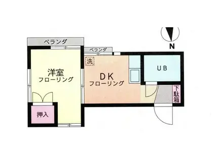 ハイツ峰岡(1DK/1階)の間取り写真