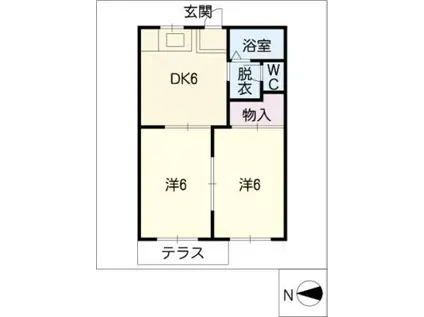 TOWNYサウス(2DK/1階)の間取り写真