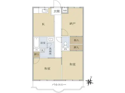 グリーンシャトー瑞穂(2SK/1階)の間取り写真