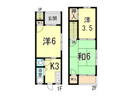地下鉄海岸線 駒ケ林駅 徒歩8分 2階建 築39年(3DK/1階)の間取り写真