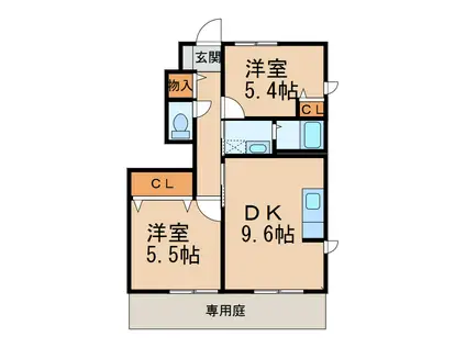 ディアス赤坂(2DK/1階)の間取り写真