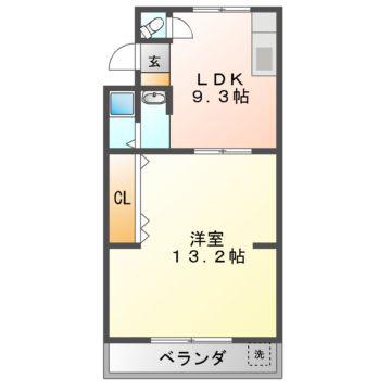 サンライズ藤井寺(1LDK/3階)の間取り写真