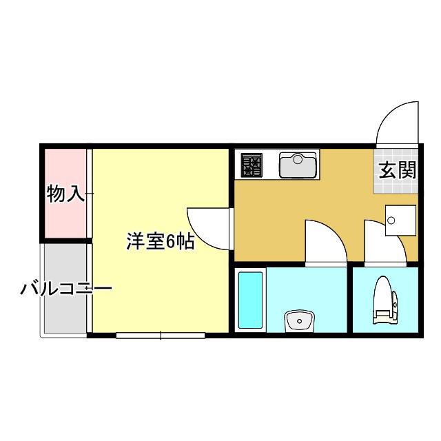 パレス鷹匠一番館(1K/2階)の間取り写真