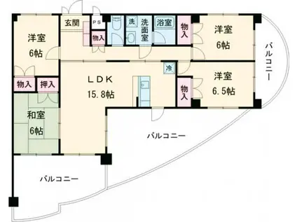 ダイヤヒルズ島瀬(4LDK/7階)の間取り写真