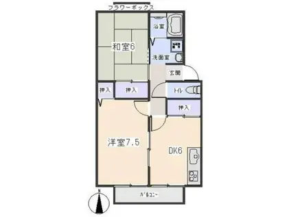 リーベンデール(2DK/2階)の間取り写真