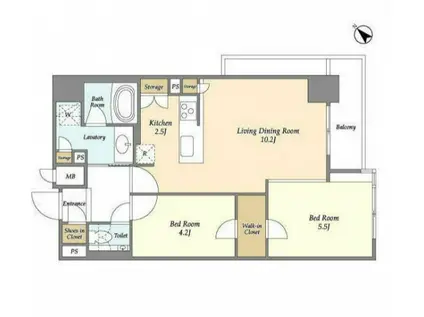 ライトテラス蔵前(1SLDK/12階)の間取り写真