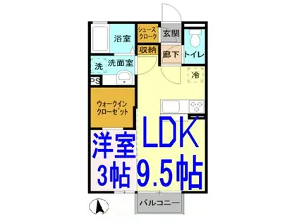 アムール(1LDK/2階)の間取り写真