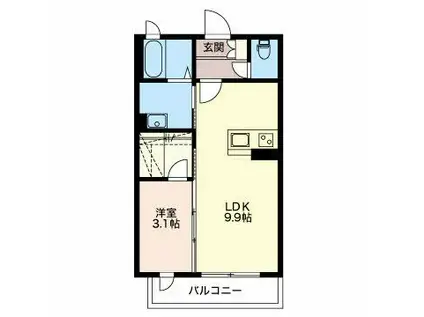 サティスビータ布瀬(1LDK/1階)の間取り写真
