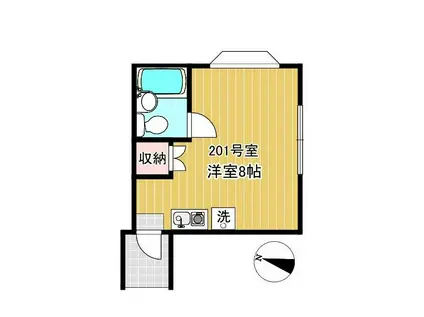 マルミII(ワンルーム/2階)の間取り写真