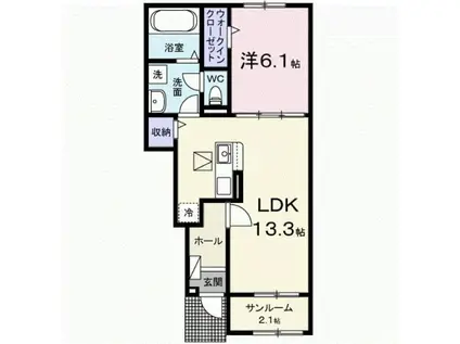 ホップV A(1LDK/1階)の間取り写真
