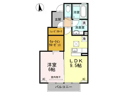 メルベーユ大和(1LDK/1階)の間取り写真