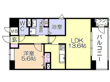 アーバンコート中央町(1LDK/10階)の間取り写真
