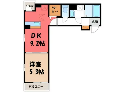 ヒカルサ熊谷曙町(1DK/1階)の間取り写真