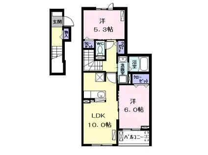 アムール(2LDK/2階)の間取り写真