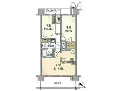 プレサンスロジェ西神南(2LDK/5階)の間取り写真