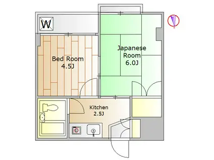 カーサ戸越公園(2K/2階)の間取り写真