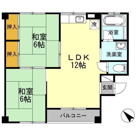 メゾン都原(2LDK/2階)の間取り写真