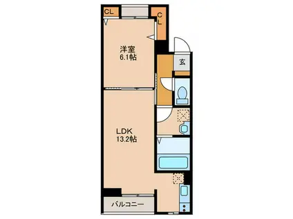 クオーレ III(1LDK/2階)の間取り写真