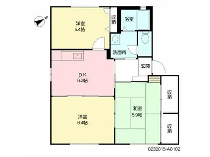 ストーク2番館A(3DK/1階)の間取り写真