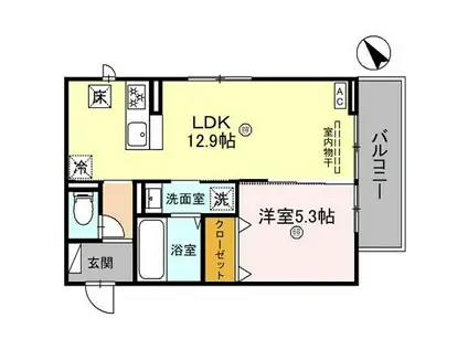 シェノン栗東(1LDK/1階)の間取り写真