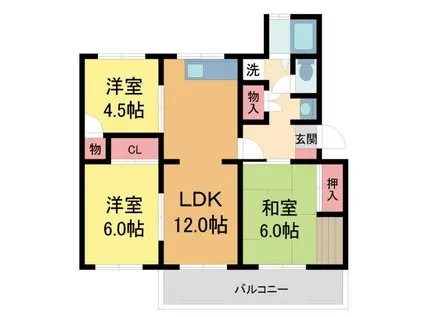 清和台団地1号棟(3LDK/5階)の間取り写真
