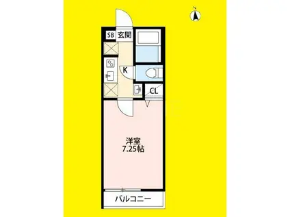 ソレイユ汲沢(1K/2階)の間取り写真