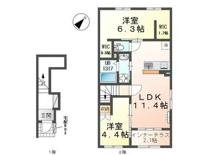 ルピナス滝(2LDK/2階)の間取り写真