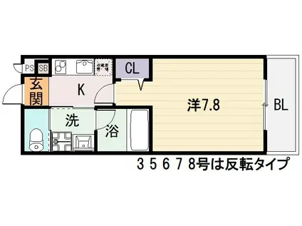 BLINDALLEY 東本町(1DK/1階)の間取り写真