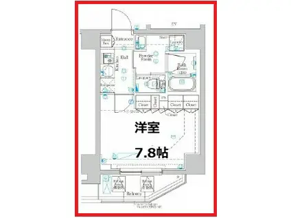 ディップス東十条駅前レジデンス(1K/3階)の間取り写真