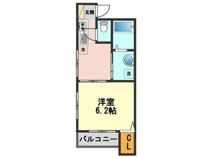 カルムプレイス東小岩(1K/1階)の間取り写真