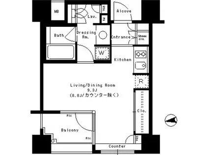 パークアクシス神楽坂ステージ(ワンルーム/2階)の間取り写真