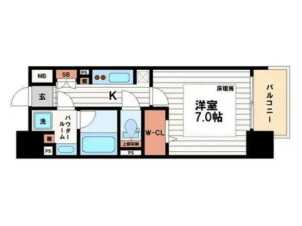 アーバネックス心斎橋II(1K/11階)の間取り写真