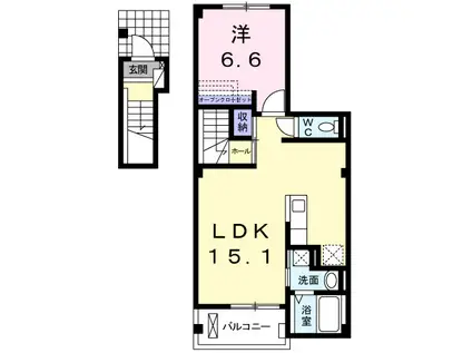 ソレイユ玉津(1LDK/2階)の間取り写真