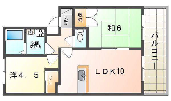 シャトレヴェールA棟(2LDK/2階)の間取り写真