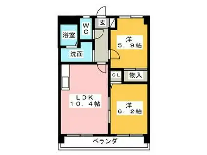 サンパーク春田(2LDK/1階)の間取り写真