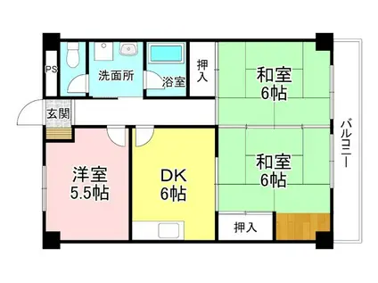 グランパレス南海(3DK/3階)の間取り写真