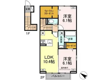 アナシエ富田町(2LDK/2階)の間取り写真