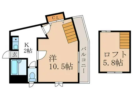 ソルフェージュ桂(1K/4階)の間取り写真
