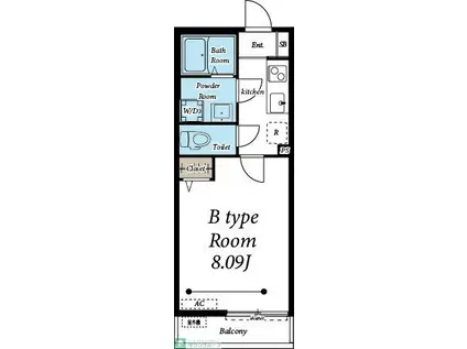 フェリスゲート新田(1K/2階)の間取り写真