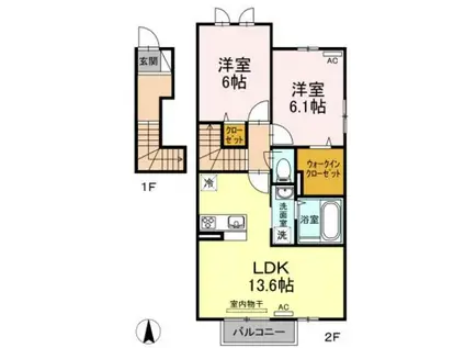 ファミール A棟(2LDK/2階)の間取り写真