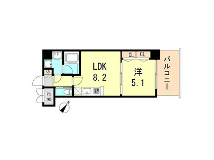 プレジオ神戸ウエスト(1LDK/13階)の間取り写真