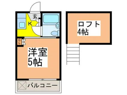 ウィング21(1K/2階)の間取り写真