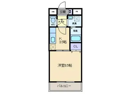 メゾン・グランディール(1DK/2階)の間取り写真